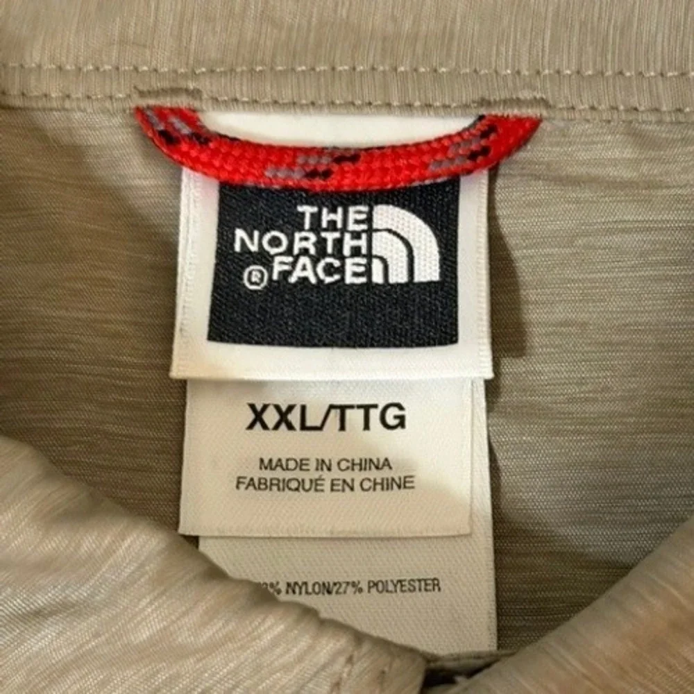 The North Face Mens XXL Khaki Long Sleeve Roll Tab Vented Hiking Shirt Utility